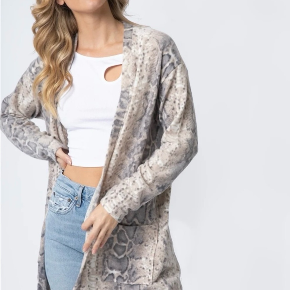 Snake Print Long Duster